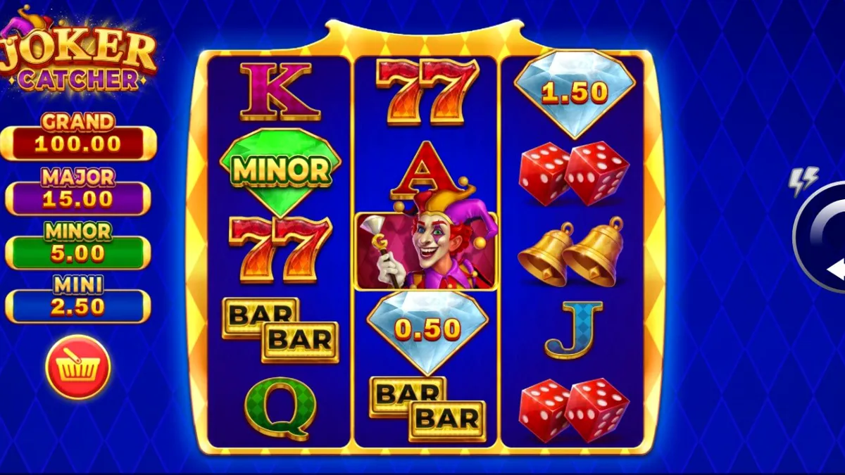 Tampilan visual slot Joker Catcher dengan Joker di tengah gulungan